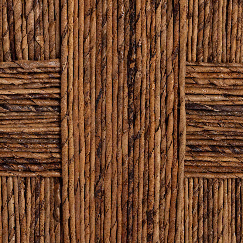 Bali & Pari Chabela Seagrass Counter Stool Set Of 2 - Solid Mango Wood Frame With Woven Seat And Backrest, Rustic Boho Style Dining Or Kitchen Island Seating, Brown