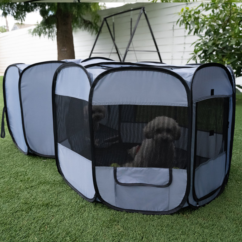 Large Gray Double Room Pop-Up Pet Playpen