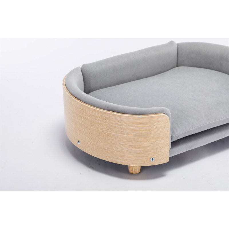 Lit pour chien surélevé de style scandinave avec pieds en bois massif, H 9,77 po x l 30,62 po x P 20,21 po