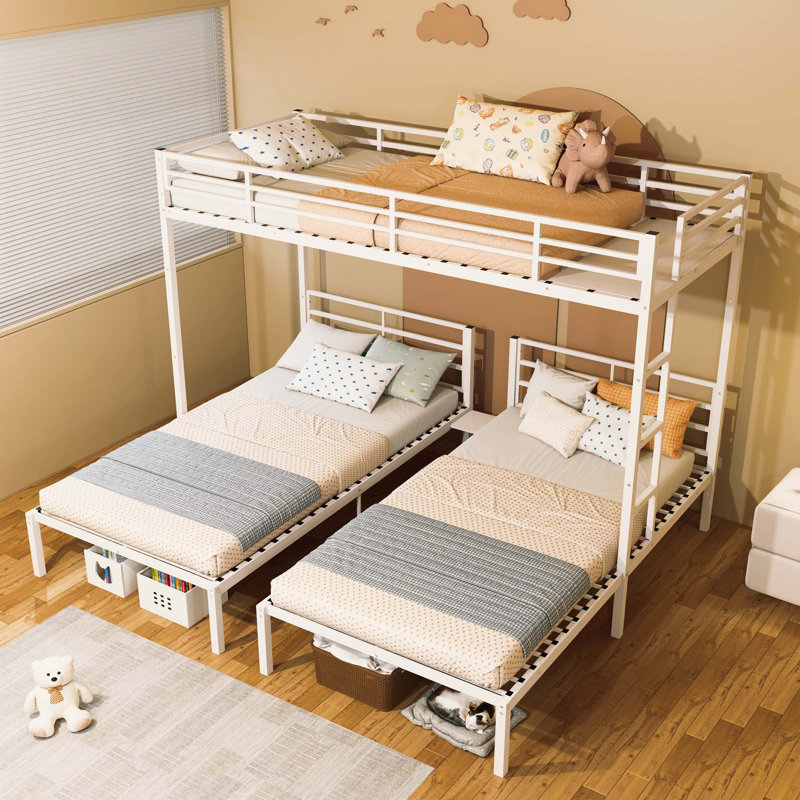 Triple lit superposé pour enfants, 3 lits superposés pour 3 personnes, lits superposés en métal, séparé en 3 lits simples, structure à bruit réduit