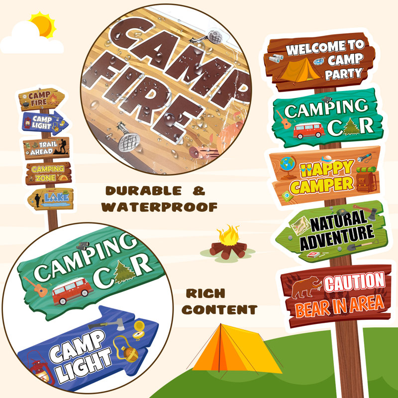 Panneaux directionnels pour camping, 20 panneaux de camping