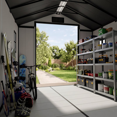 Outdoor Storage Shed 8 X 10 Ft Large Metal Tool Sheds, Heavy Duty Storage House With Sliding Doors With Air Vent For Backyard Patio Lawn To Store Bikes