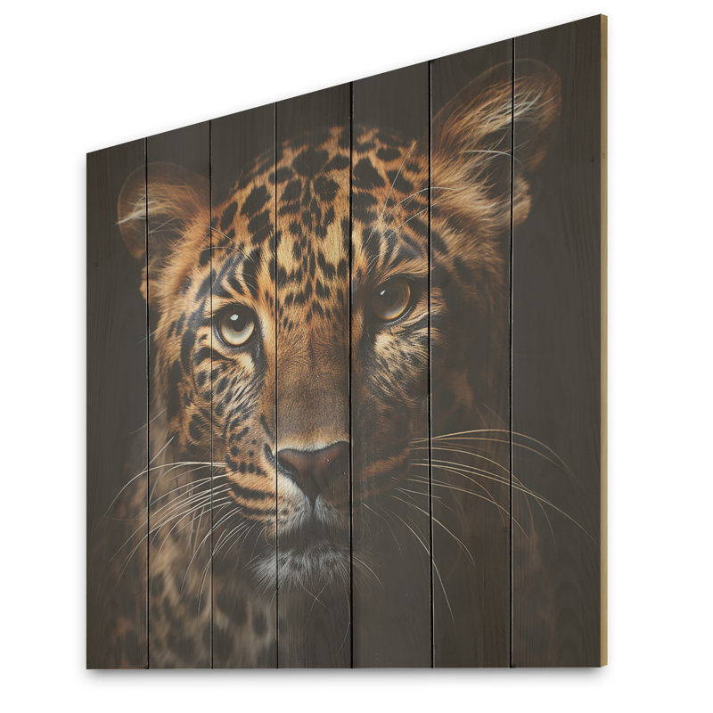 Leopard In The Wild At Sunset II - Leopard/Cheetah Animal On Wood Print, 15" H x 15" W