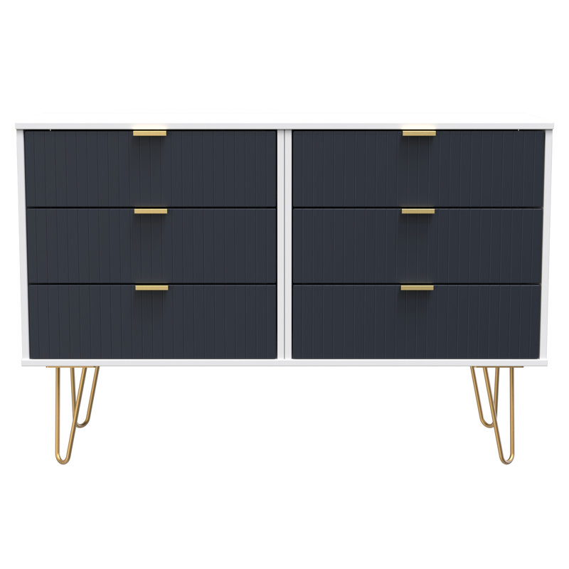 Beranda 6 Drawer Wide Chest (Ready Assembled), Indigo Matt/White