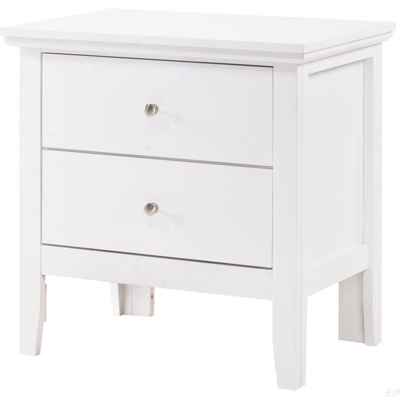 Table de chevet transitionnelle blanche élégante
