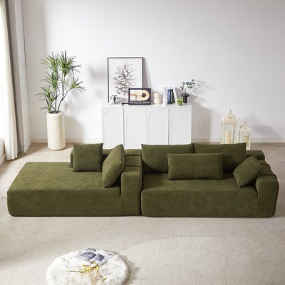 Chenille Upholstered Modular Sectional - 108" L Shape With 6 Pillows, Comfortable For Home Use Shaped Living Room Assembly And Stylish