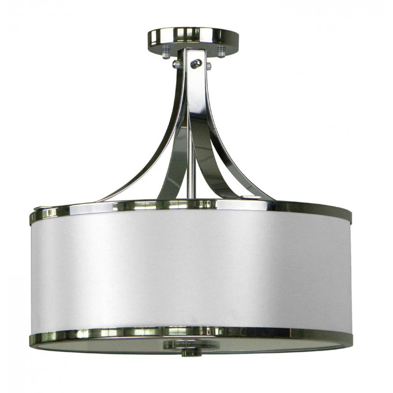 Plafonnier cylindrique semi-encastré à 3 lumières de 16 po, Gris, Chrome