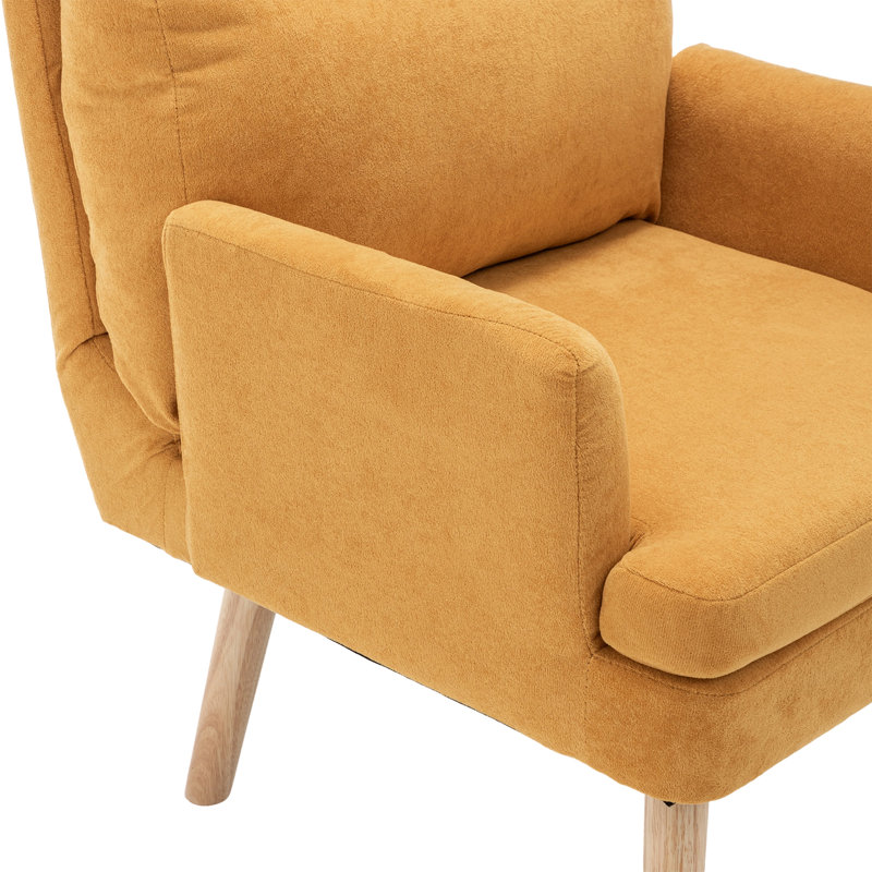 Chenille Upholstered Lounge Chair with Footstool, White Chenille
