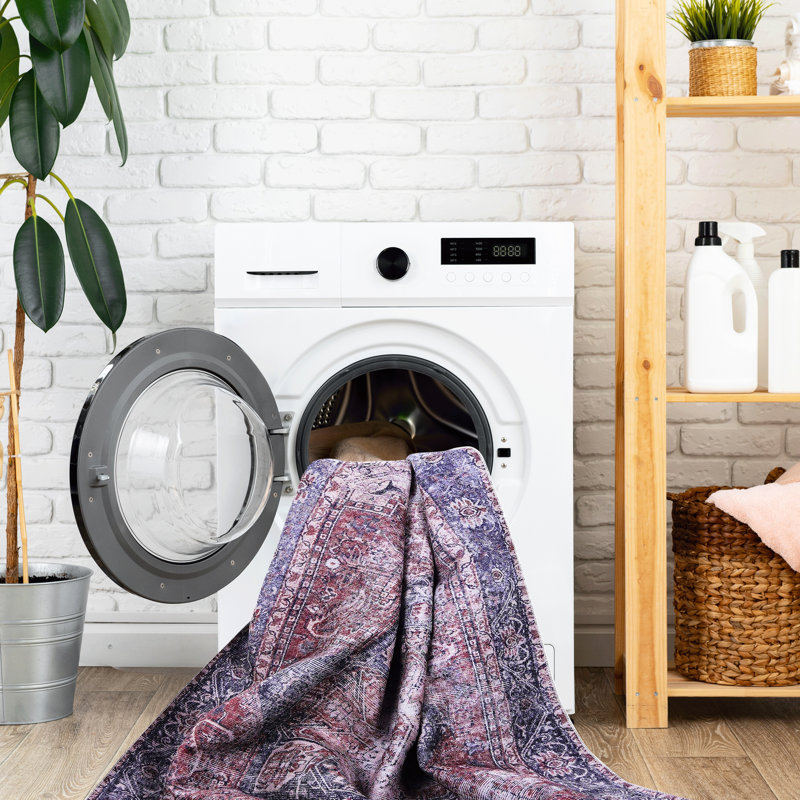 Washable Area Rug 2X3, Low-Pile, Stain , Non-Slip, For Bedroom, Living Room, Kitchen, Dining Room - Burgundy, Pet- 2X3 Rug, ,