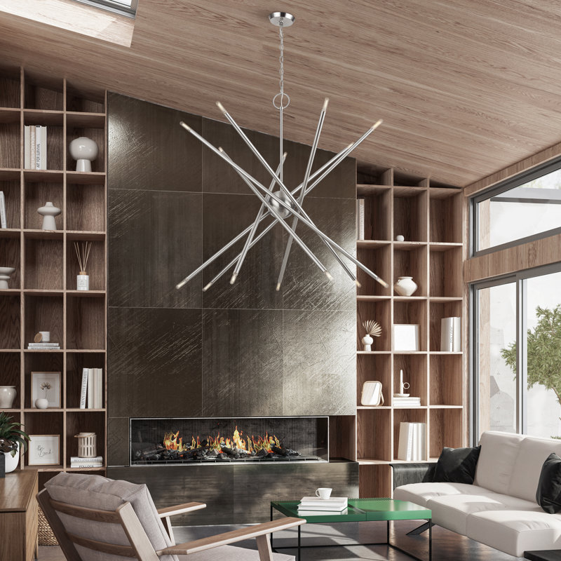 Lustre moyen 10 lumières bronze, Nickel brossé