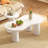 Easy Assembly Nesting Coffee Table Set of 2, Cream Style Cloud Coffee Table with Round Small Side Table, Irregular Centre Table with Thick Legs for Living Room, 39.3''x 13.7'',F15.7''-1978367742
