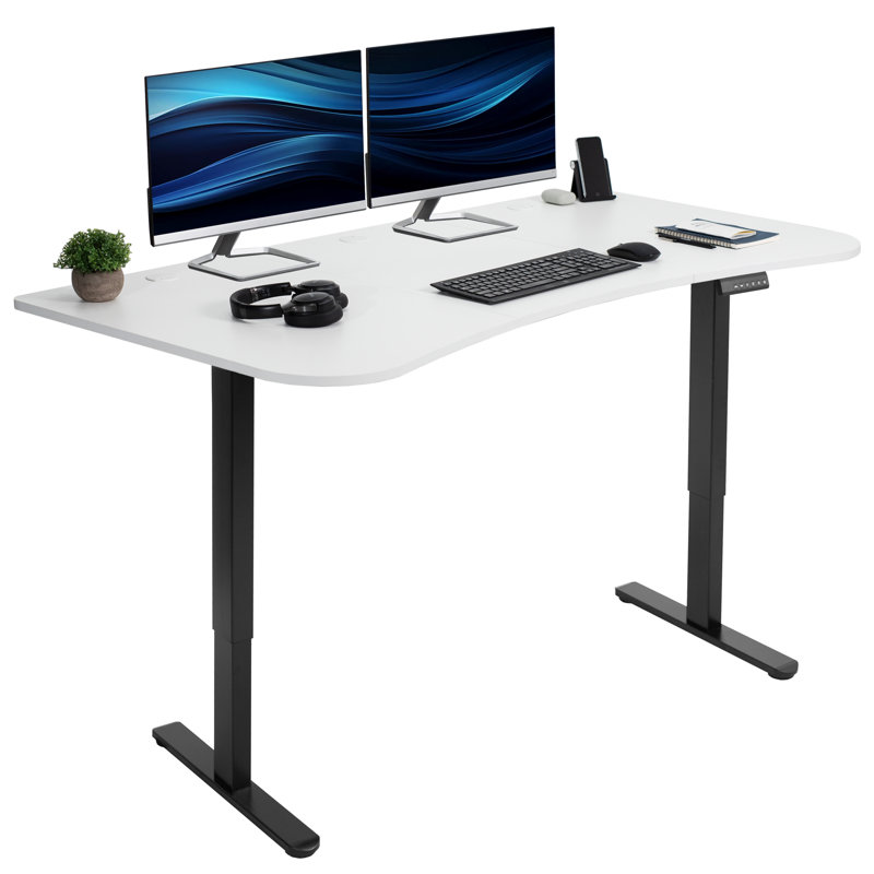 VIVO Electric 63" x 32" Stand Up Desk, E2B1B series, White/Black