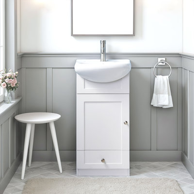 18'' White Modern Mini Single Bathroom Vanity Set