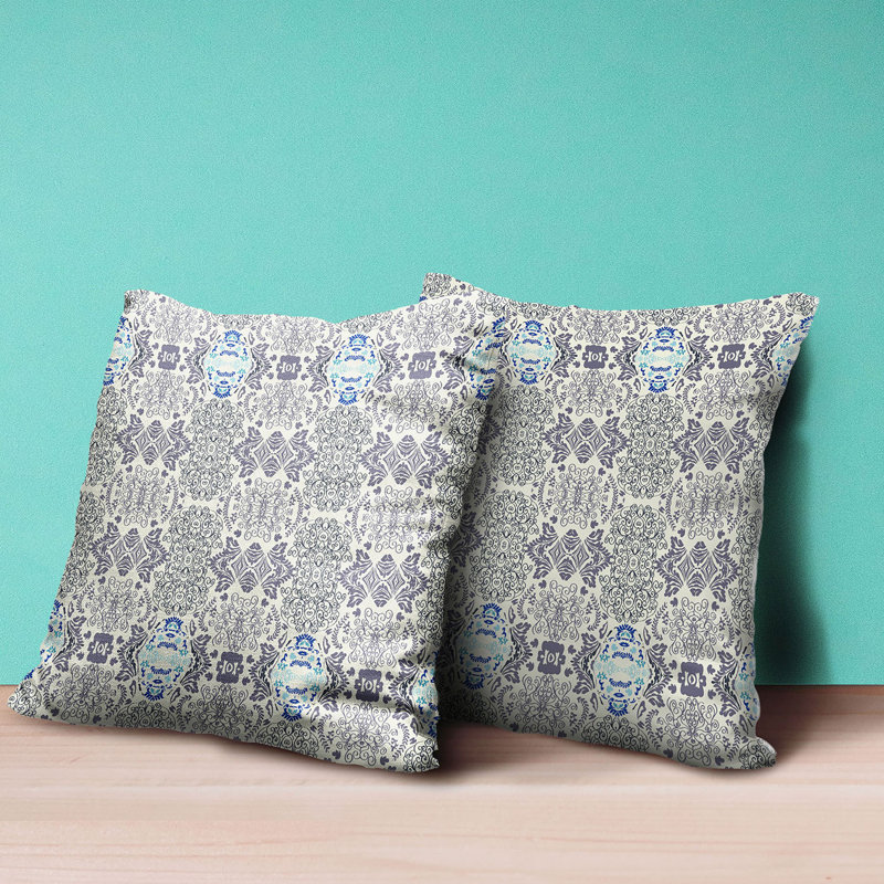 16" x 16" Off White and Gray Geometric Broadcloth Pillow