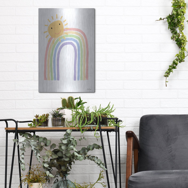 «Rainbow and Sun» par L. Larson, art mural en métal, 24 po x 36 po, H 16 po x l 12 po