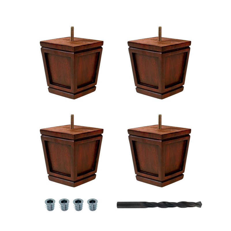 4-1/2 In. X 4 In. Stained Espresso Solid Hardwood Round Bun Foot (4-Pack), Cherry