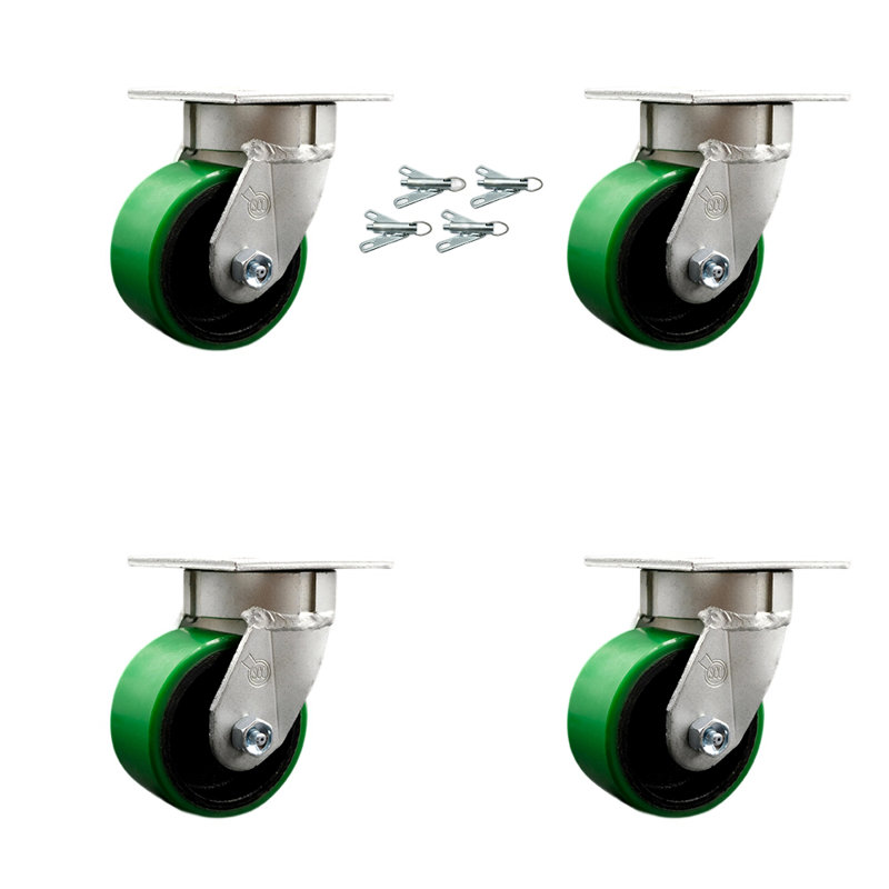 Roulettes pivotantes Kingpinless, Vert