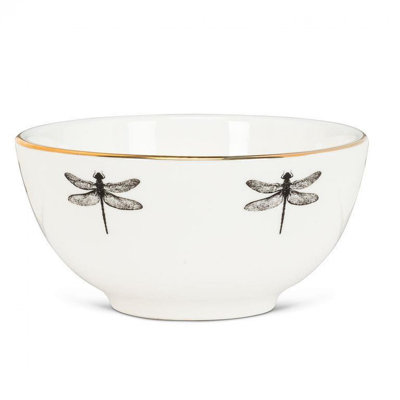 Dragonfly With Gold Rim Bowl