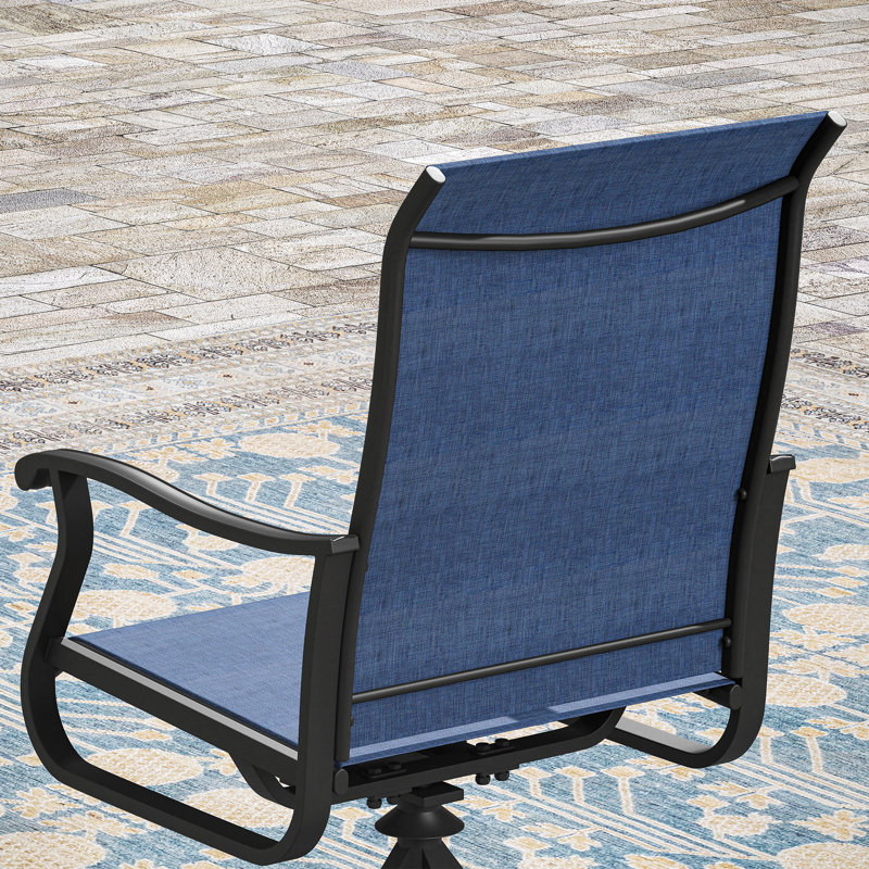 3-Piece Square Patio Dining Set With Swivel Chairs, Blue