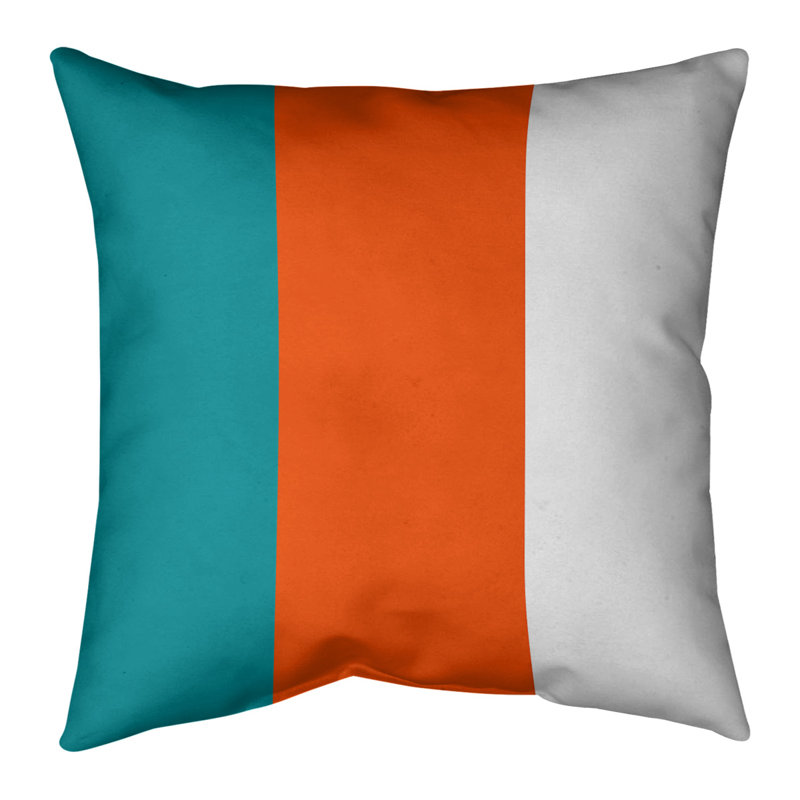 Coussin décoratif d'intérieur/d'extérieur, 16 po x 1 po, Turquoise / orange / blanc