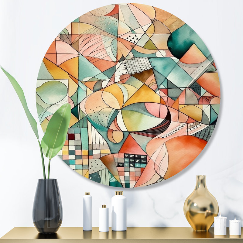 La géométrie de la couleur - décoration murale géométrique moderne en métal, H 23 po x l 23 po x P 1 po
