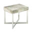 Tabouret d'appoint en cuir de vache avec base en acier inoxydable