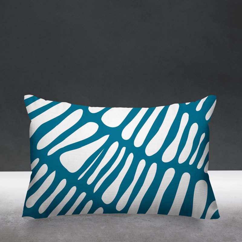 Housse de coussin rectangulaire pour l'extérieur Tribal, Turquoise