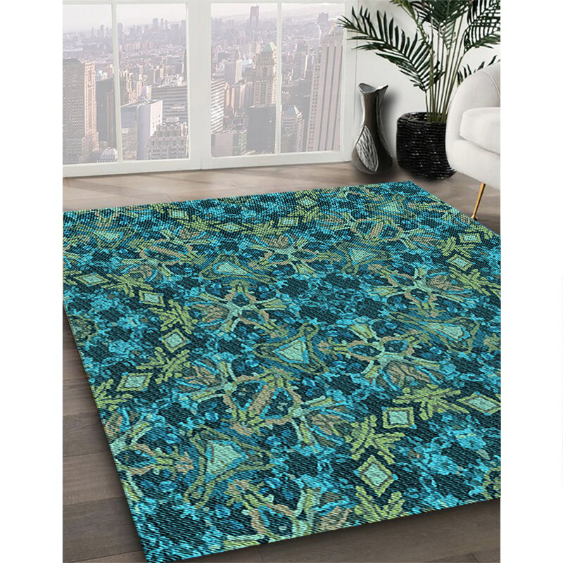 Tapis 100% à motif lavable à la machine 2989 14, Carré 8 pi