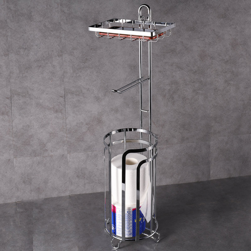 Porte-papier hygiénique sur pied avec tablette téléphonique