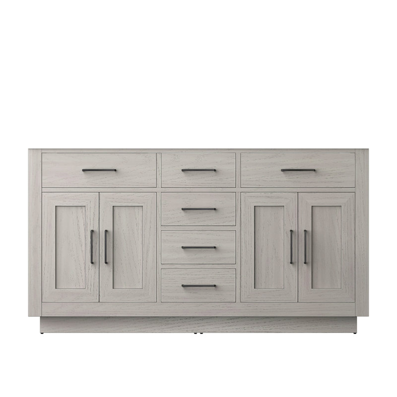 Meuble-lavabo double en chêne 60 po X P 22 po D, Blanc, Noir mat