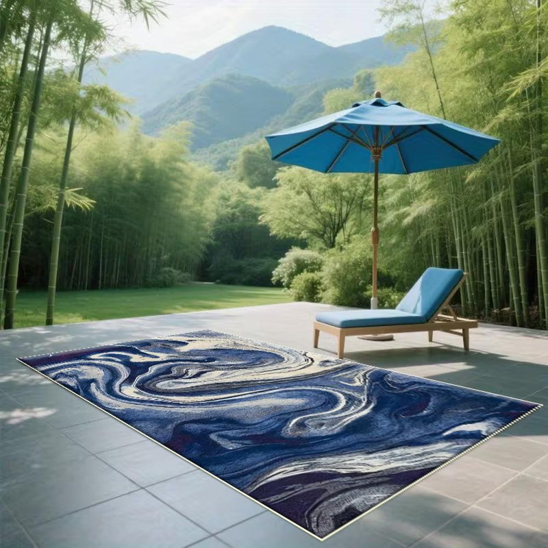 Abstract Blue And White Area Rug, Soft And Lightweight, Suitable For All Seasons, Easy To Maintain And Easy To Clean, Machine Washable Carpet Floor Mat, Suitable For Living Room, Bedroom, Dining Room, Hallway, Balcony, Room Decor, Home Decor, Outdoor Dec