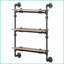 Tablette murale industrielle à 3 niveaux, chêne et amp; Noir sable | Bois et métal | Ouvert à l'arrière