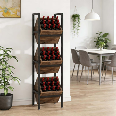 Support de rangement stable pour le vin, support industriel minimaliste chic pour 36 bouteilles