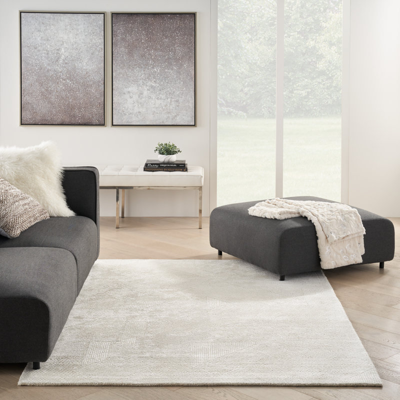 Cattalaya Geometric Area Rug in Ivory, Rectangle 4' x 6'
