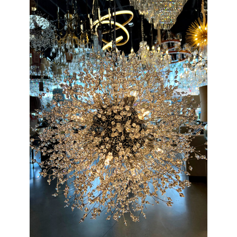 16 - Light Crystal Dimmable Sputnik Sphere Chandelier, Chrome