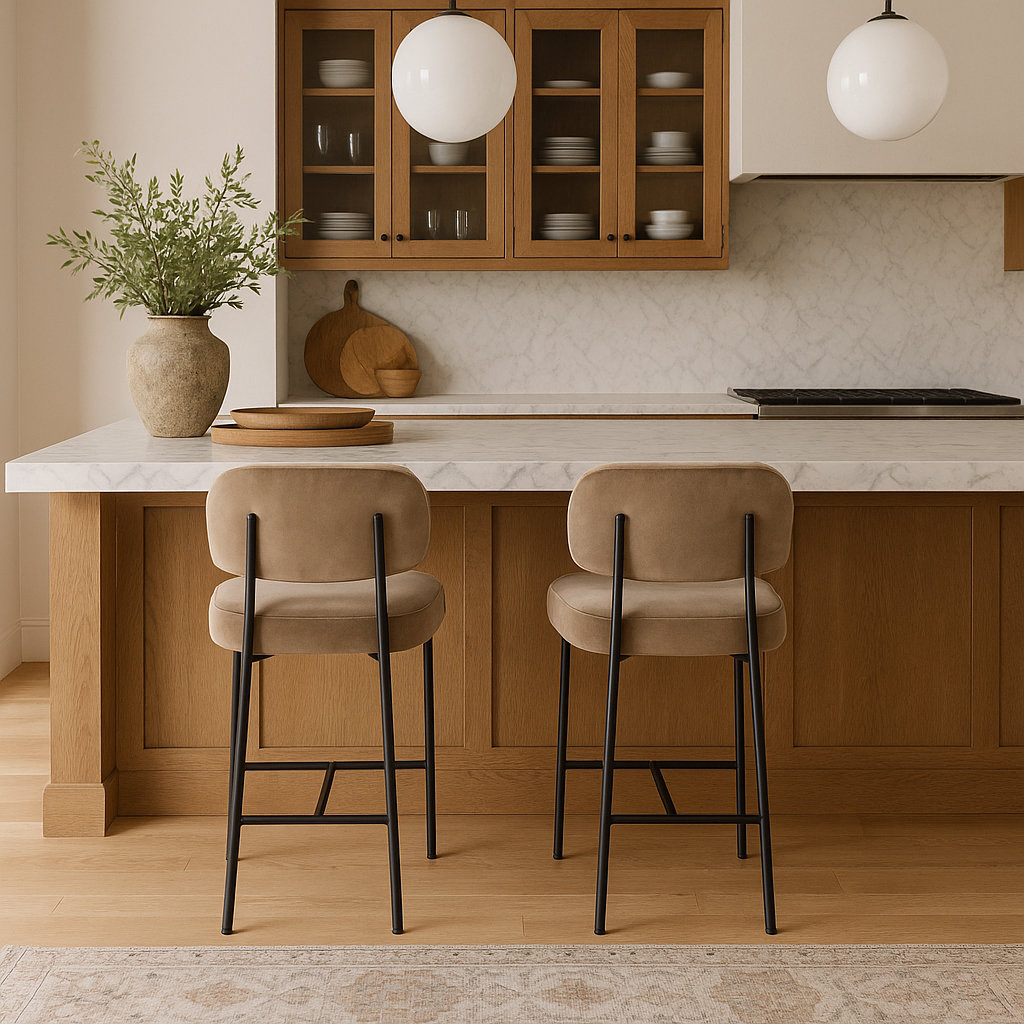 27" Bar Stool, Taupe Performance Fabric