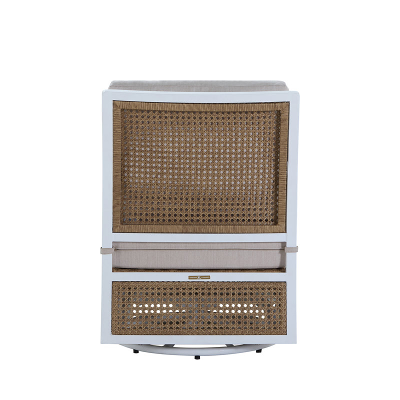 Bermuda Aluminum and Cane Glider Lounge, Welt + Standard Fill, Availa Natural White, Chalk/Natural Cane