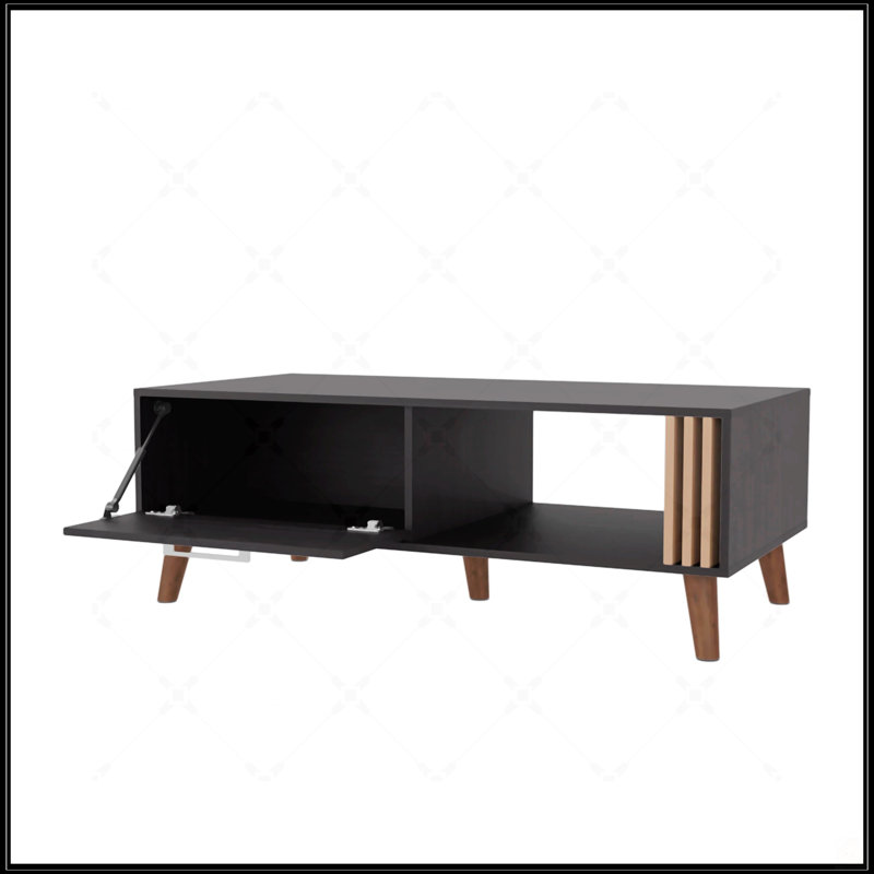 Table basse avec porte et rangement ouvert