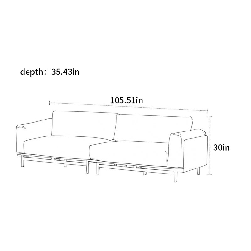 Canapé droit moderne en bois massif de luxe, H 30 po x l 105,51 po x P 35,43 po, 4, Olive