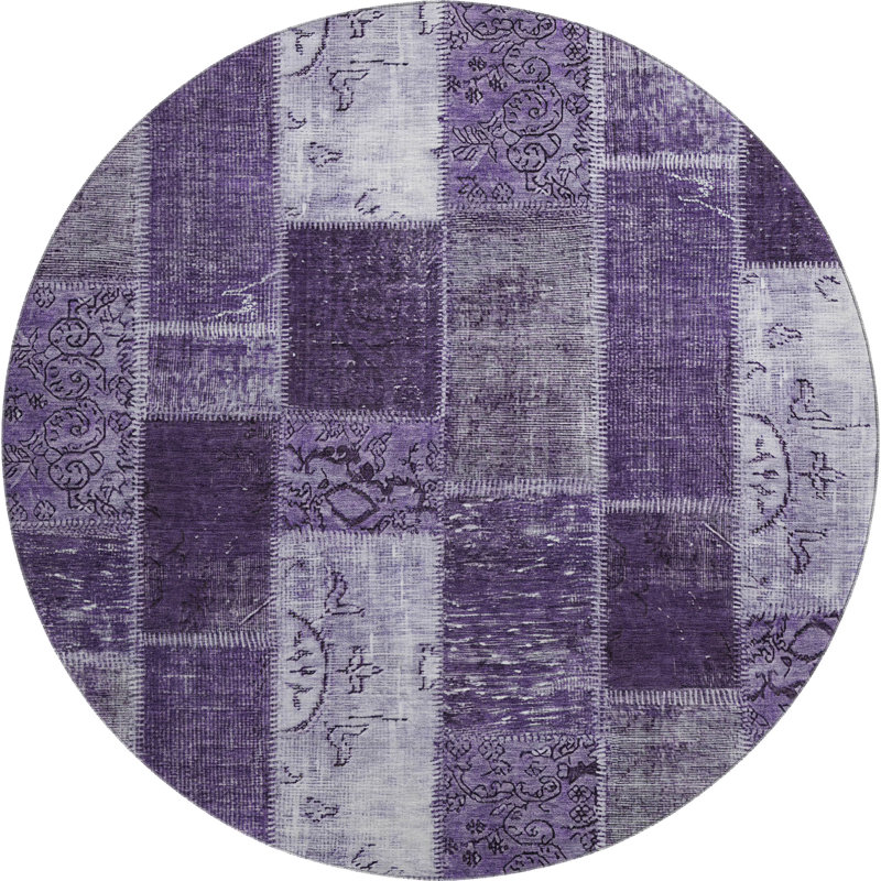 Premium Machine Washable Cerrito Purple Rug, Round 8'