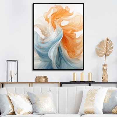 Encre liquide liquide, vague bleue abstraite - orange, encre liquide abstraite