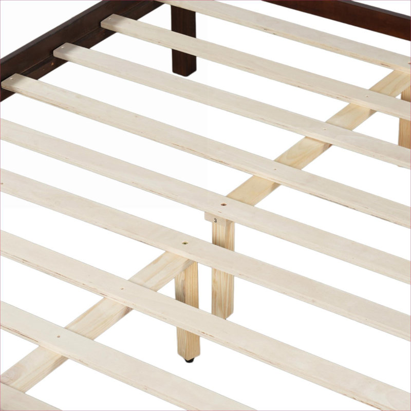 Generous Under-Bed Storage Timeless Shaker Farmhouse Full Size Solid Wood Platform Bed, Brown Finish