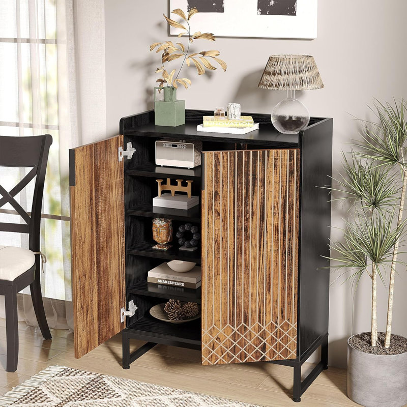 Shoe Cabinet With Doors, 5 Tiers For Efficient And Stylish Shoe Storage, Brown/Black