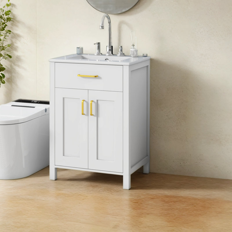 Meuble-lavabo simple 24,21 po avec plateau en céramique Voight