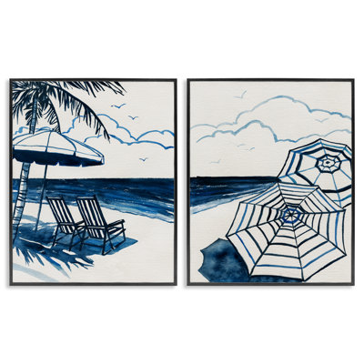 Tropical Ocean Views 2pc Framed Giclee Set, design by Carol Robinson