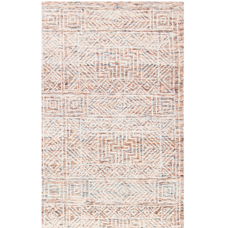 Tapis brun / beige en laine touffeté à la main à motif géométrique Essence, Rectangulaire 3 pi x 5 pi