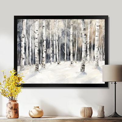 Blue White Winter Birch Forest - Frosted trees - Picture Framed Wall Art