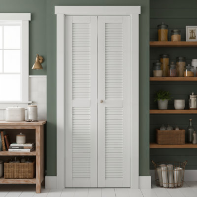 Solid Manufactured Wood Pre-drilled Louvred Bi-Fold Door With Installation Hardware Kit