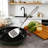 18/10 Stainless Steel 7-Piece Kitchen Utensil Set With Rotating Stand, All-Metal Cooking Tools Including Spatula, Ladle, Skimmer, Turner, Pasta Spoon, And Large Spoon