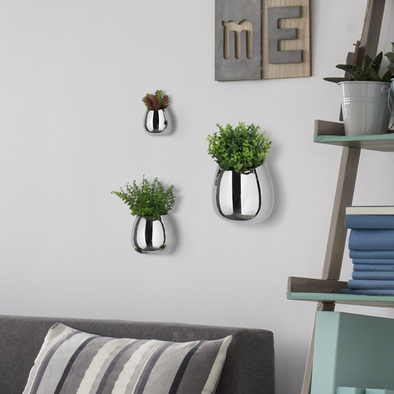 Ensemble de pots à fleurs en céramique 3 pièces Vanlue, Argent